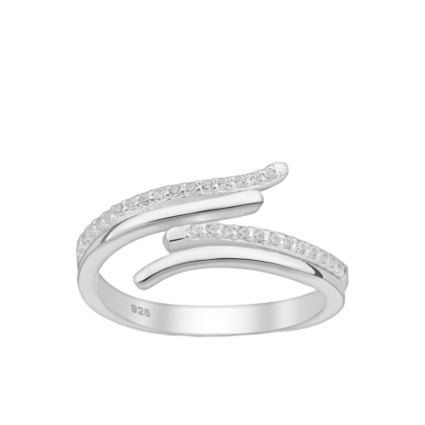 Silver Cubic Zirconia Adjustable Ring