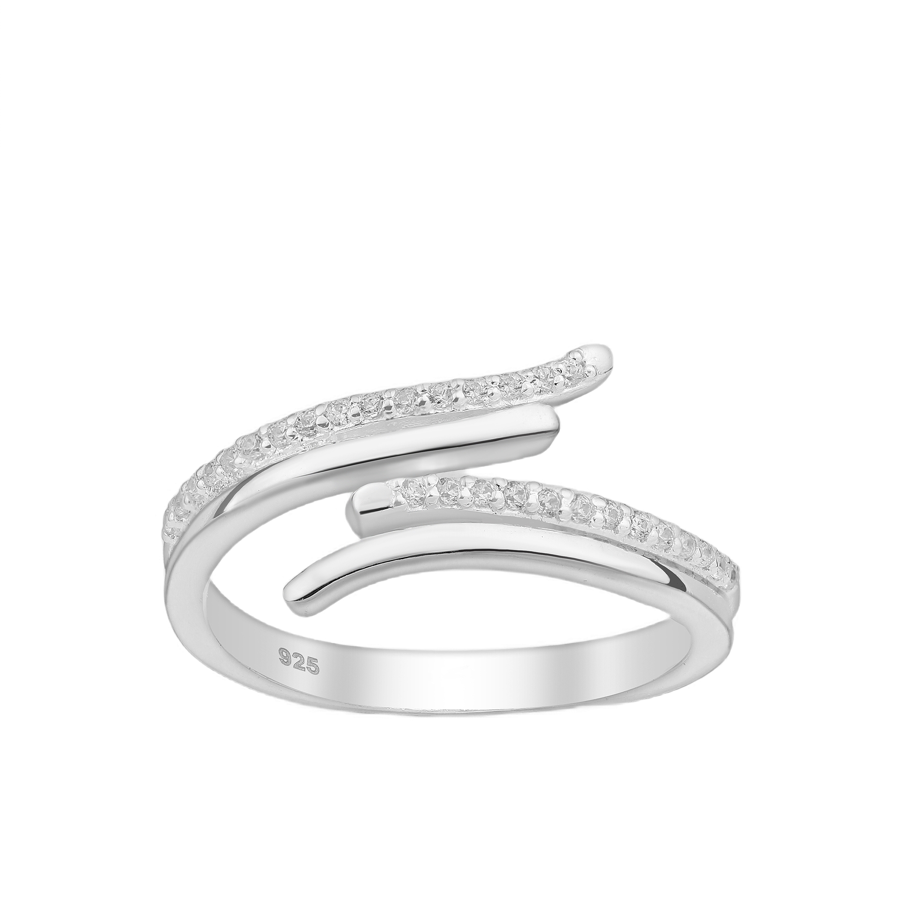 Silver Cubic Zirconia Adjustable Ring