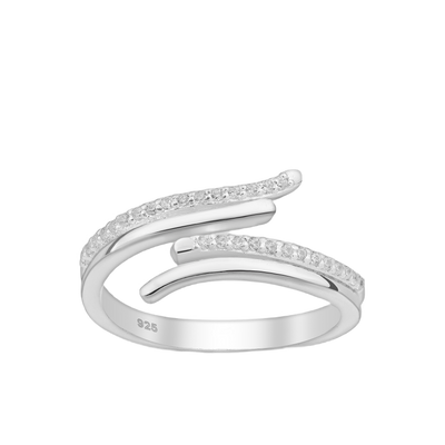 Silver Cubic Zirconia Adjustable Ring