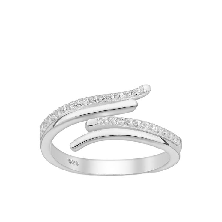 Silver Cubic Zirconia Adjustable Ring